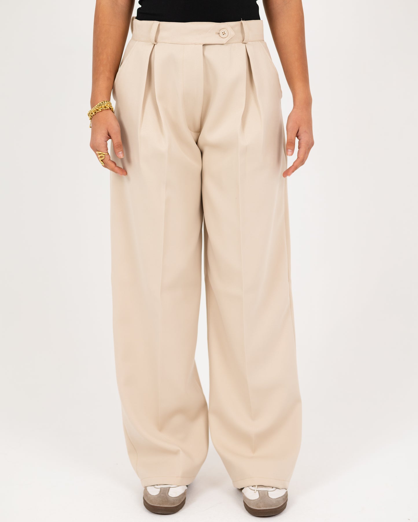 Wide-Leg Modern Pleated Pants