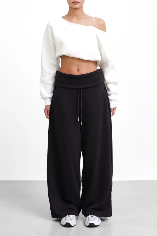 Foldover Waist Sweatpants - 100% Cotton