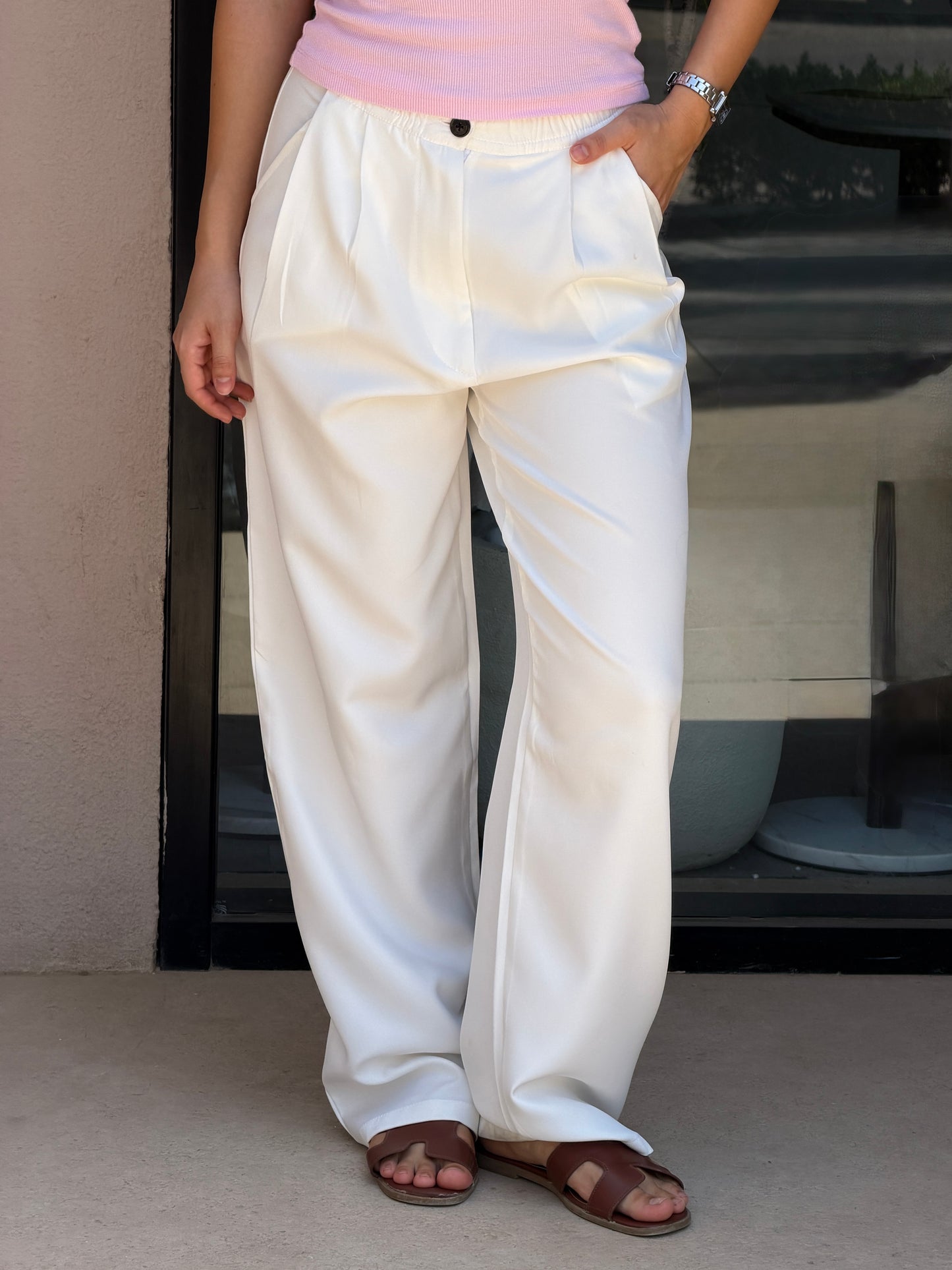 Wide-Leg Pants — Full Elastic Waist