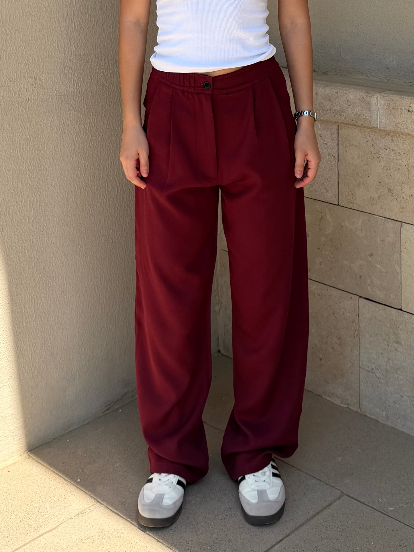 Wide-Leg Pants — Full Elastic Waist