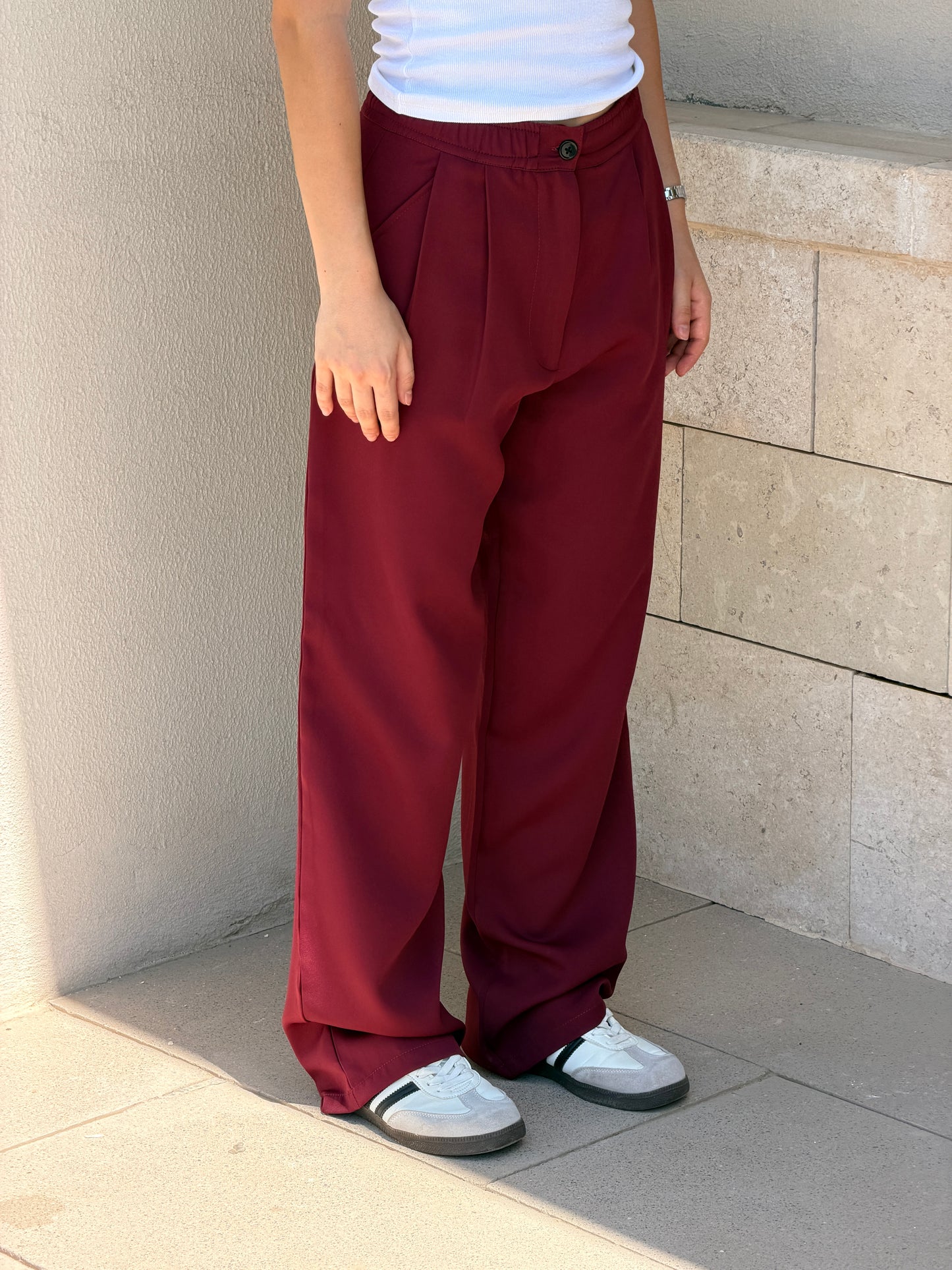 Wide-Leg Pants — Full Elastic Waist