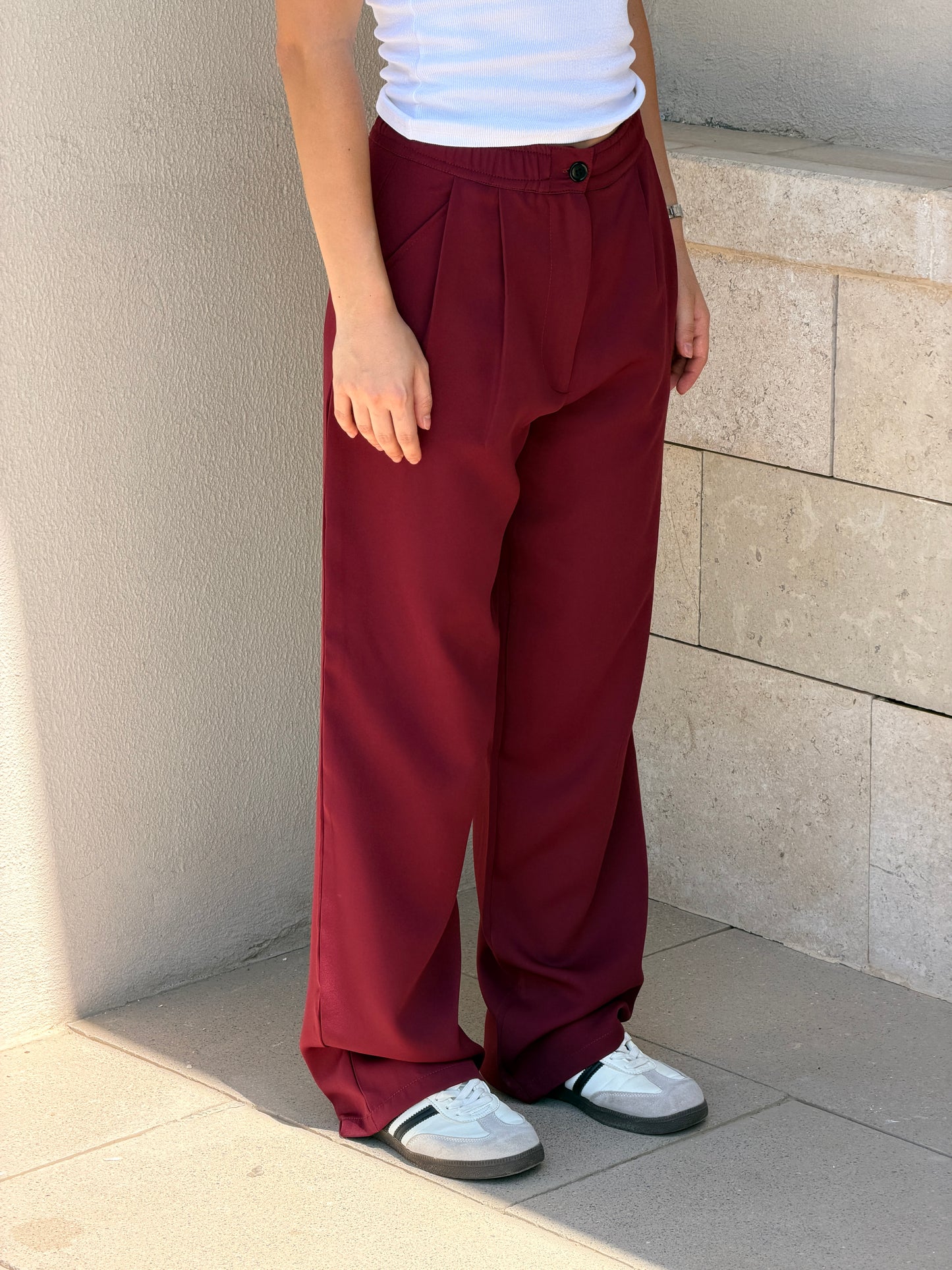 Wide-Leg Pants — Full Elastic Waist