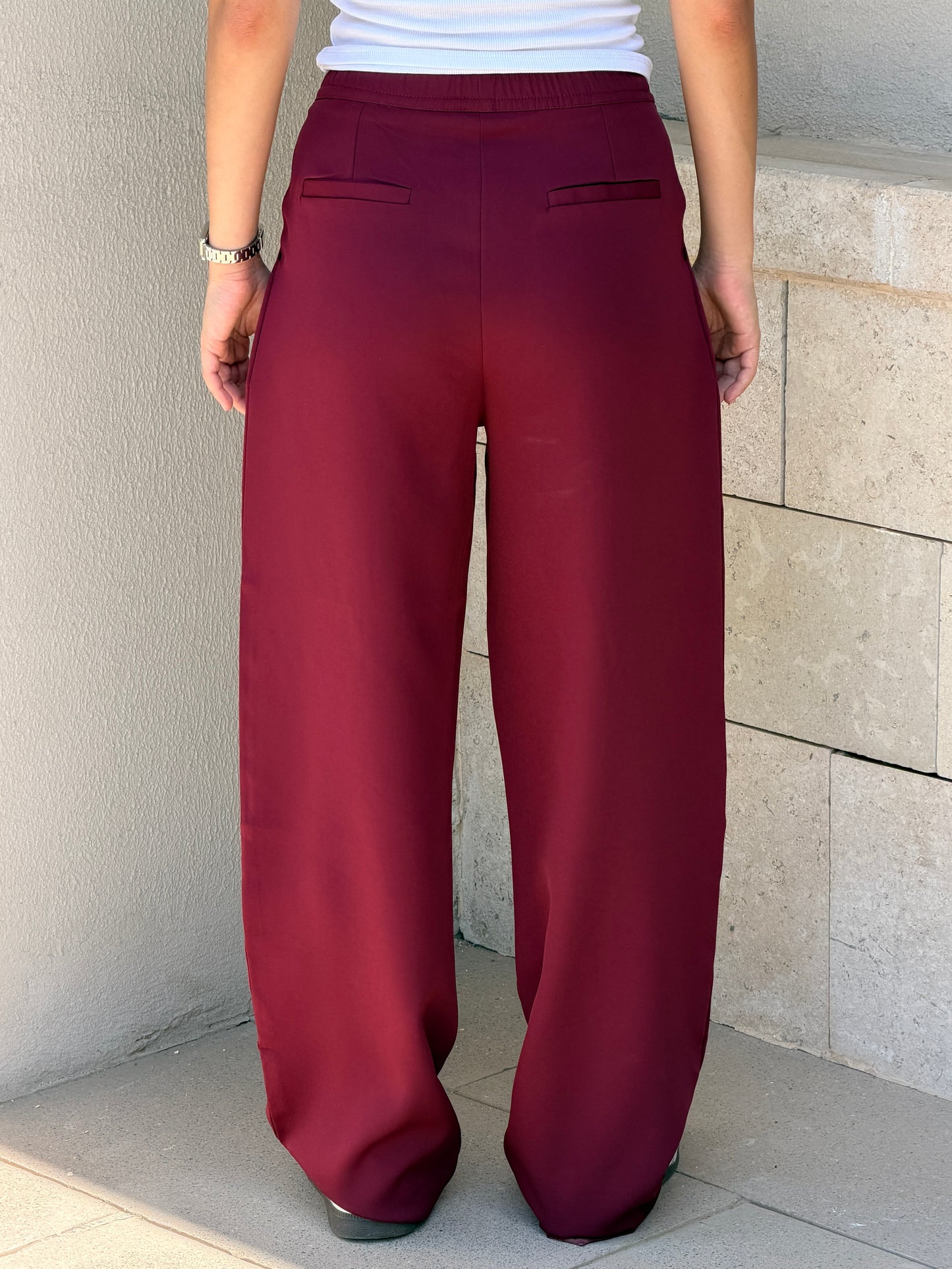 Wide-Leg Pants — Full Elastic Waist