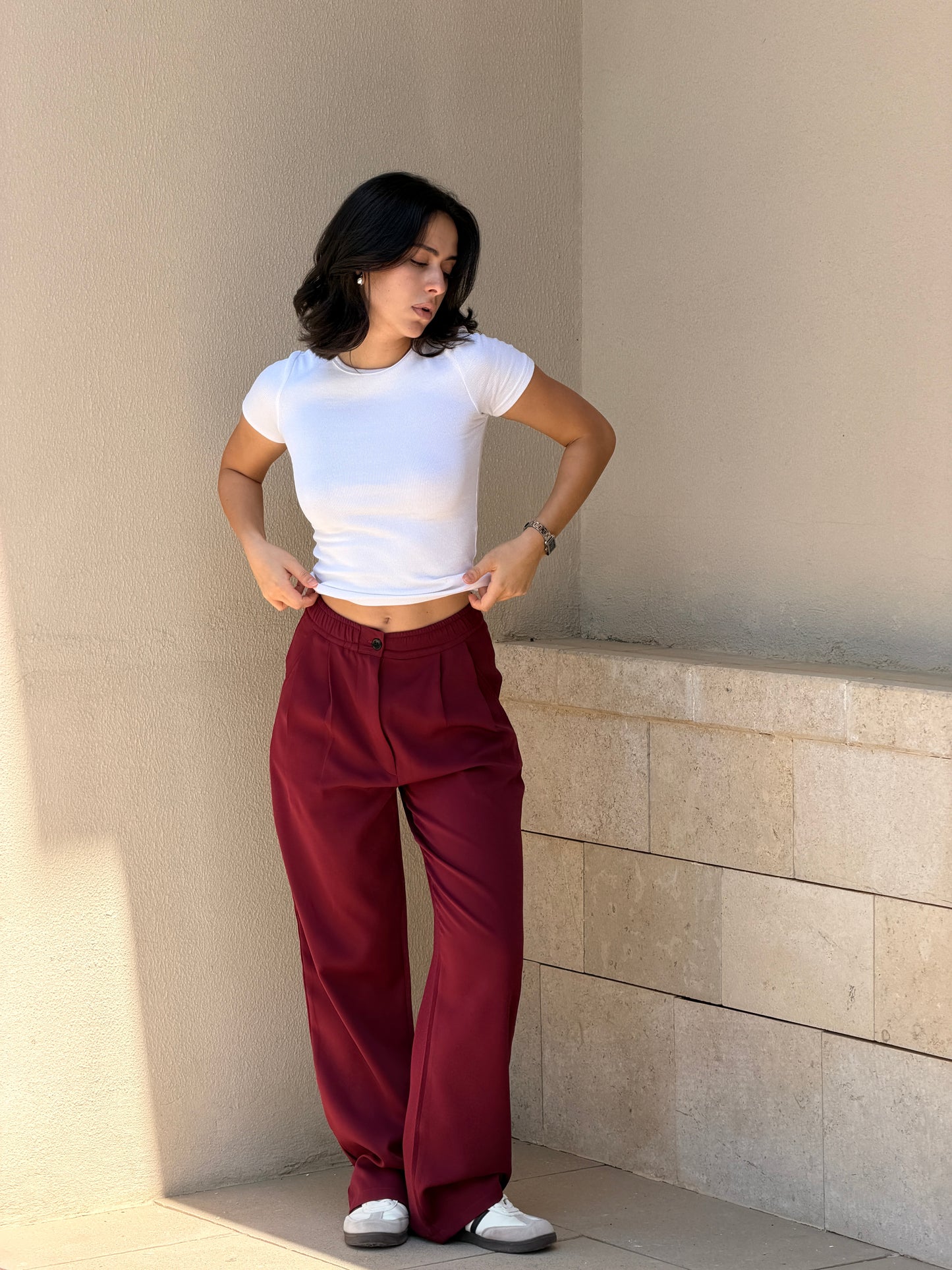 Wide-Leg Pants — Full Elastic Waist