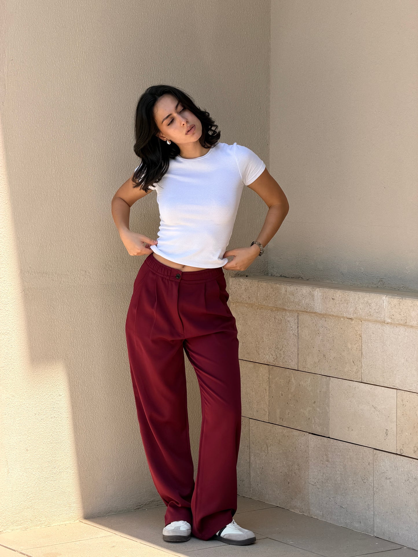 Wide-Leg Pants — Full Elastic Waist