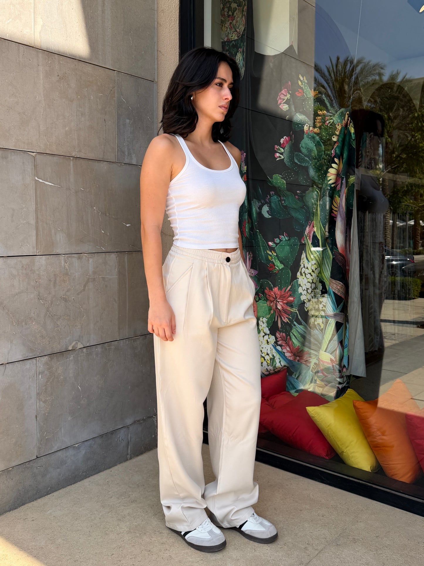 Wide-Leg Pants — Full Elastic Waist