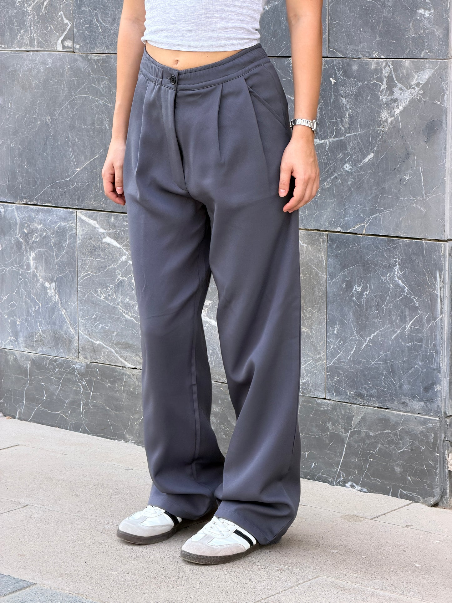 Wide-Leg Pants — Full Elastic Waist