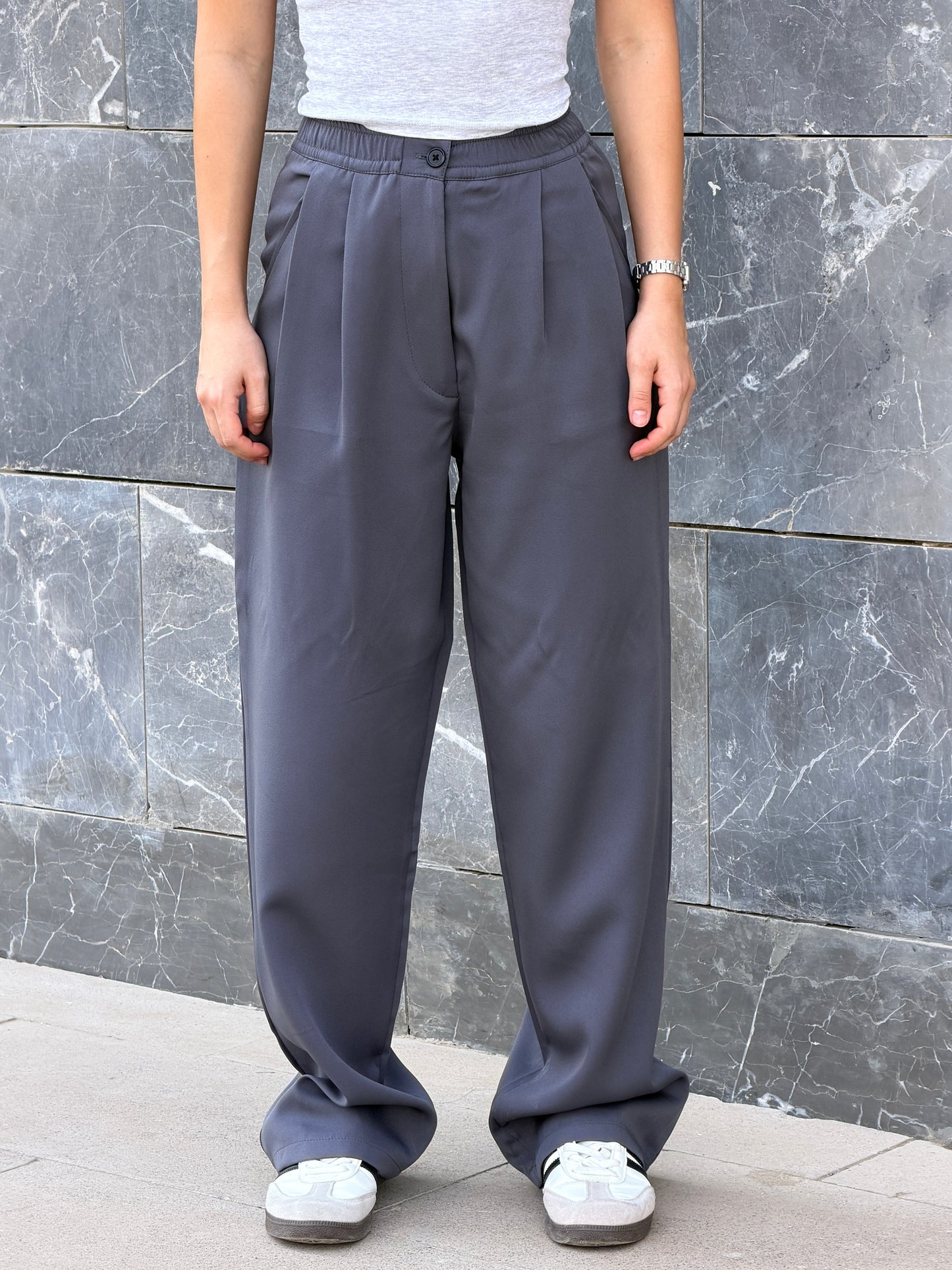 Wide-Leg Pants — Full Elastic Waist