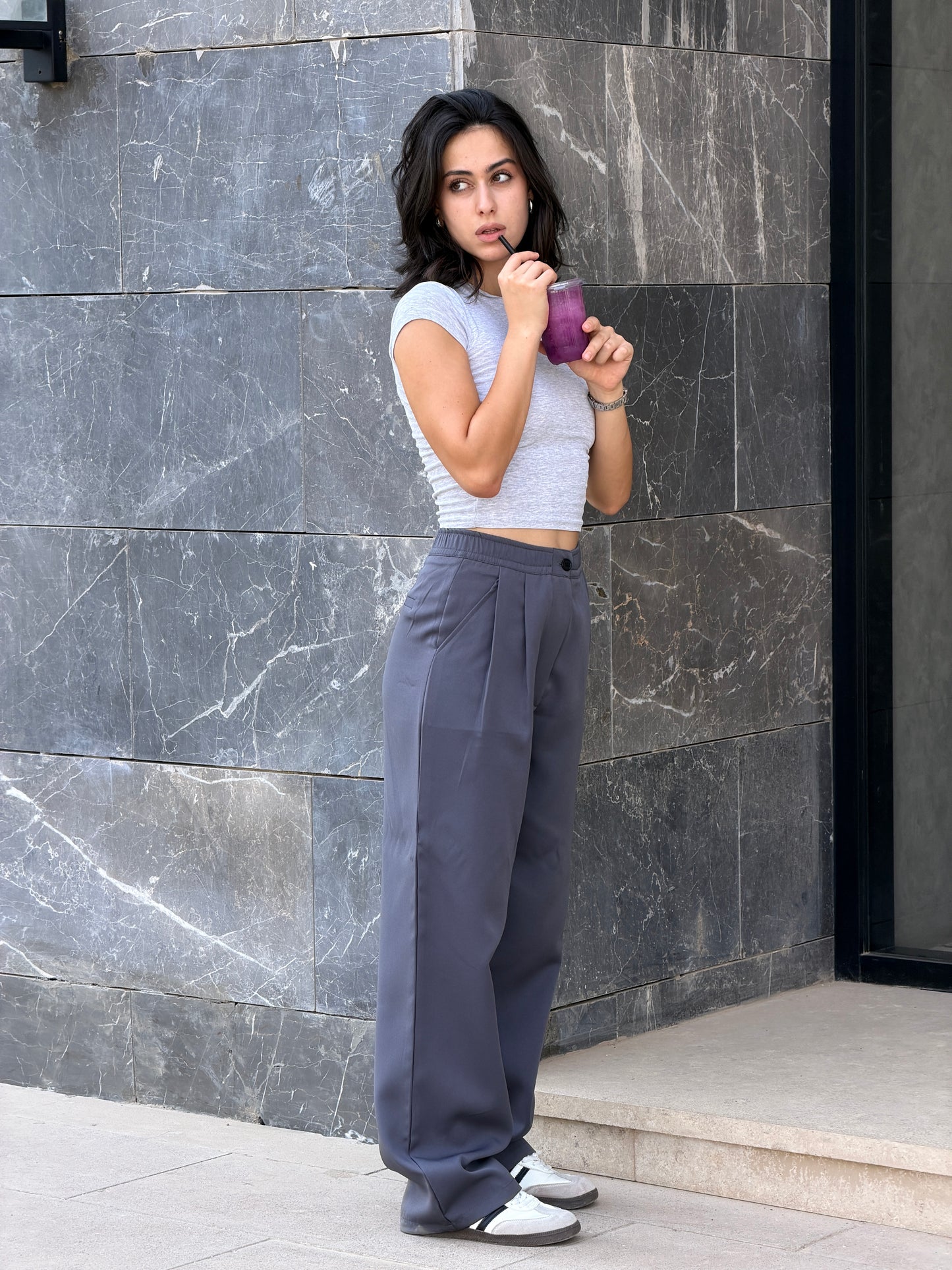 Wide-Leg Pants — Full Elastic Waist