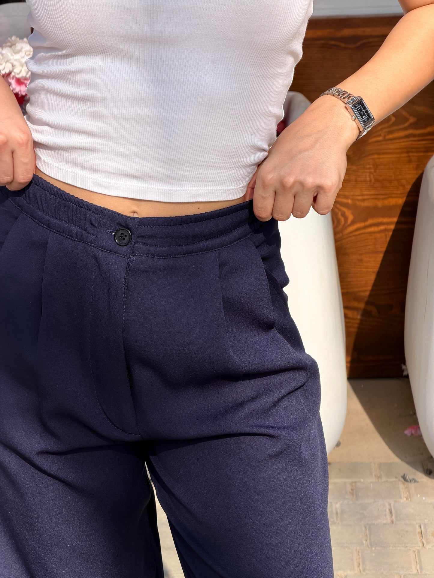 Wide-Leg Pants — Full Elastic Waist