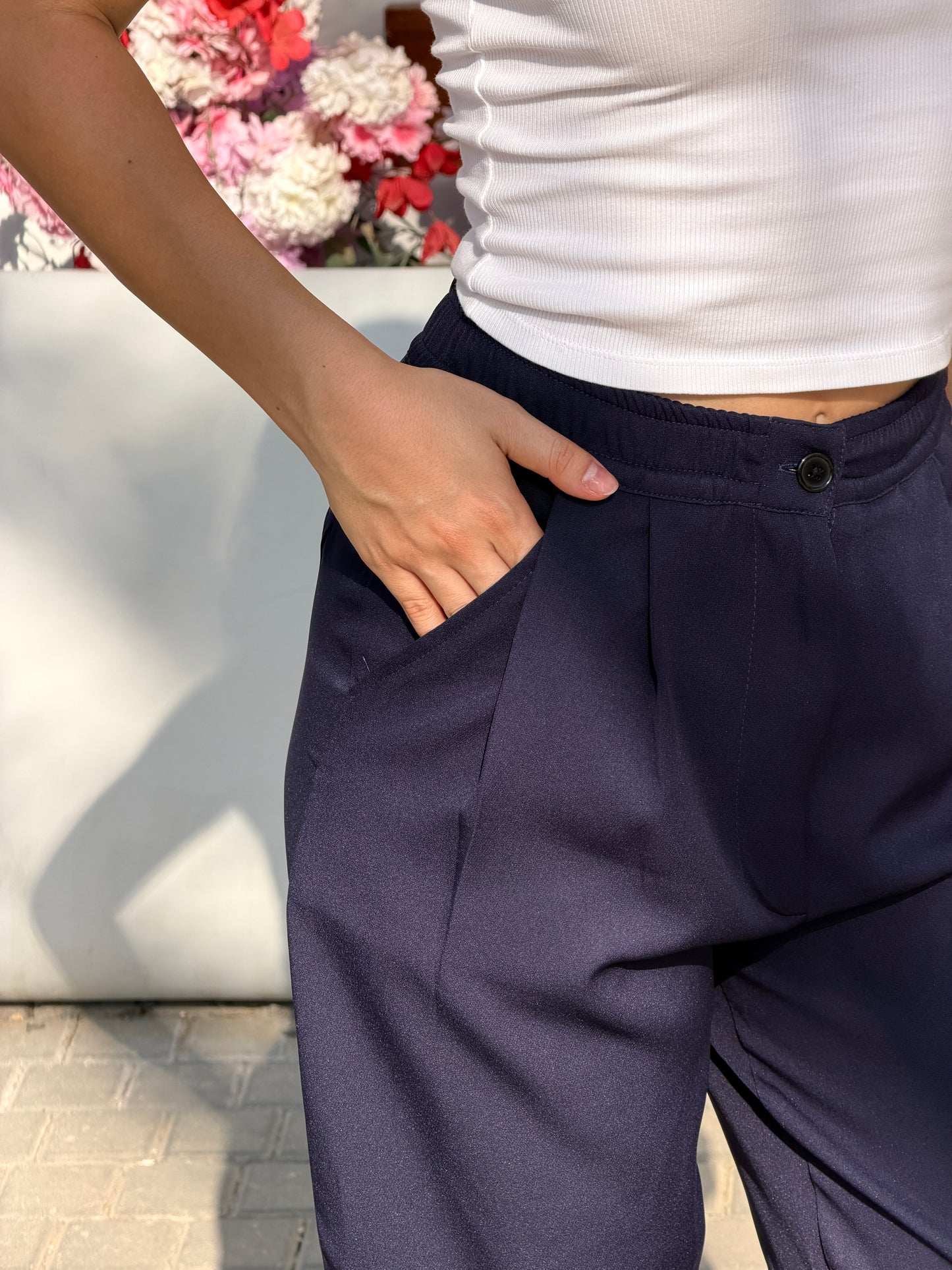 Wide-Leg Pants — Full Elastic Waist