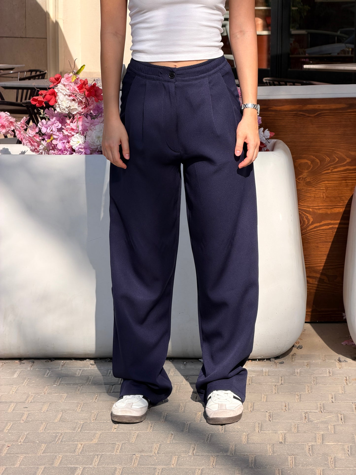 Wide-Leg Pants — Full Elastic Waist