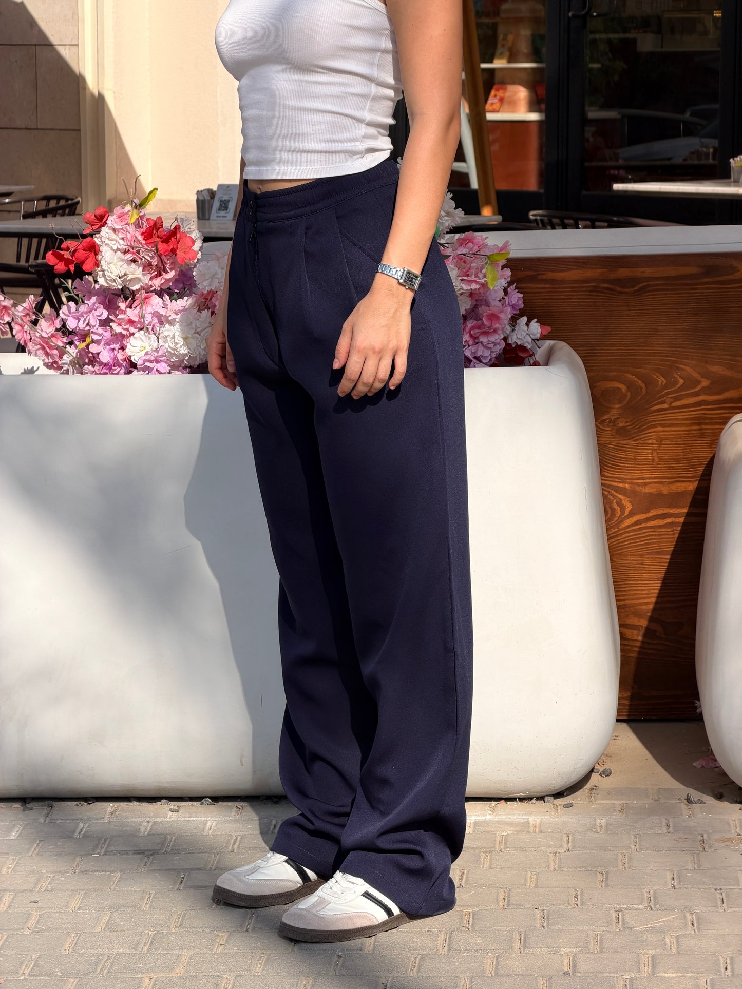 Wide-Leg Pants — Full Elastic Waist