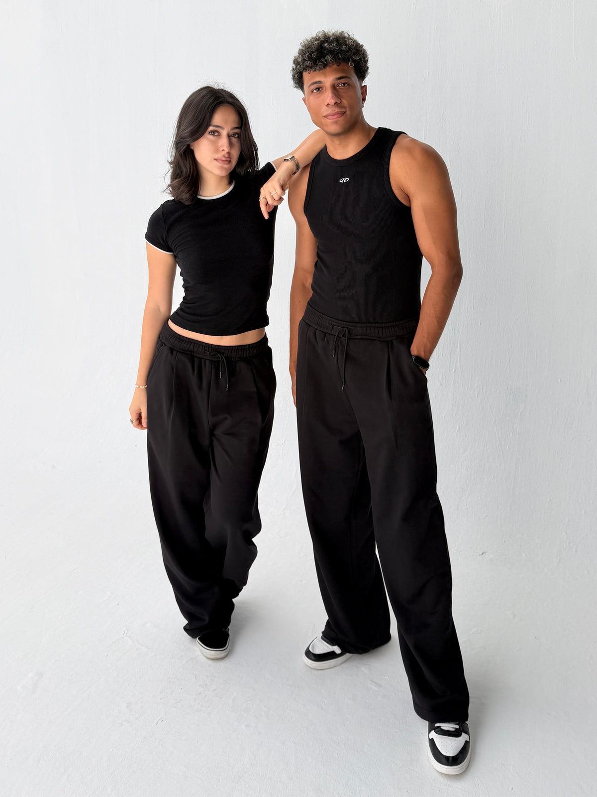 Duo Unisex Pleated Wide-Leg Sweatpants – 100% Cotton Face