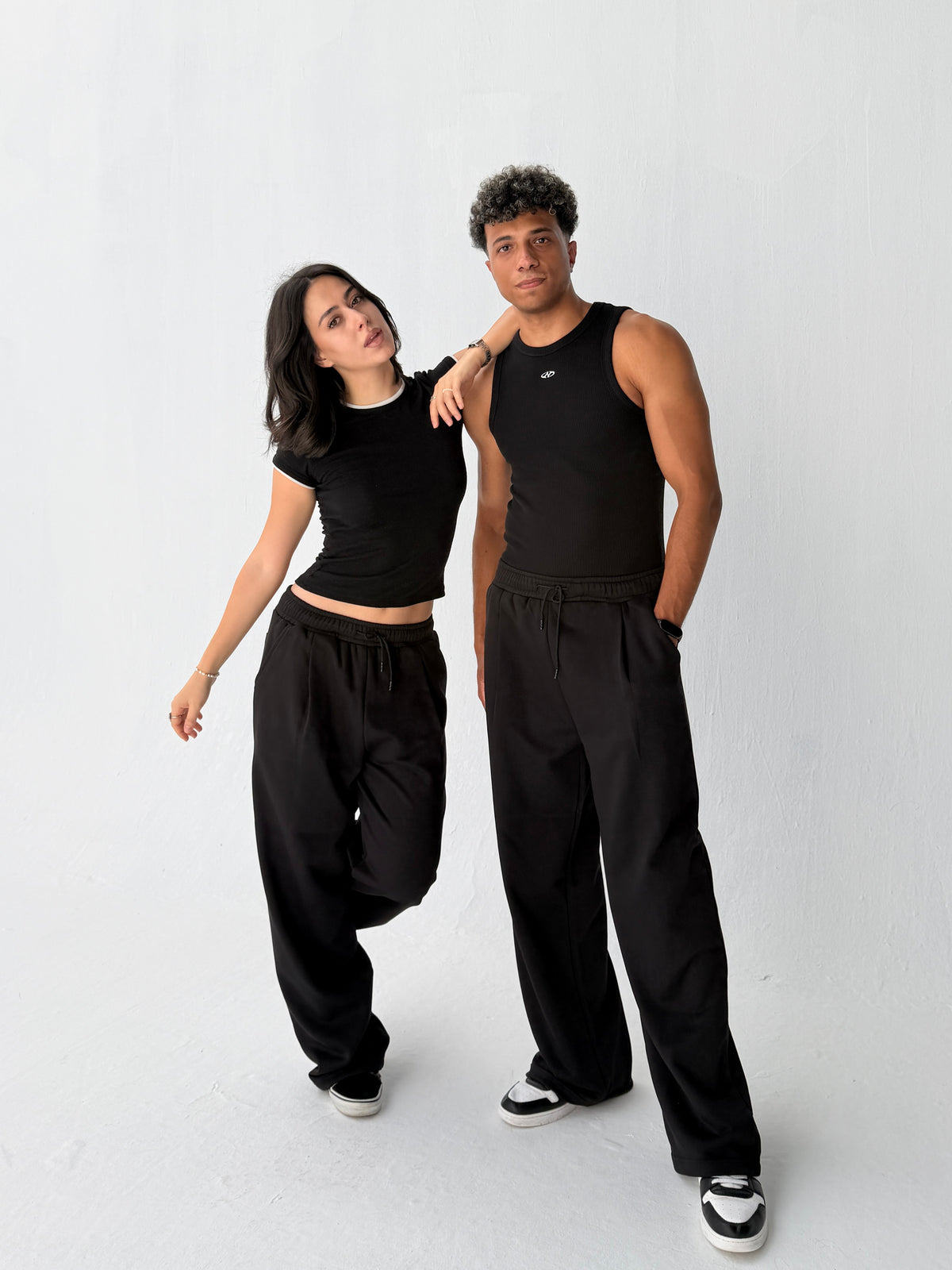 Duo Unisex Pleated Wide-Leg Sweatpants – 100% Cotton Face
