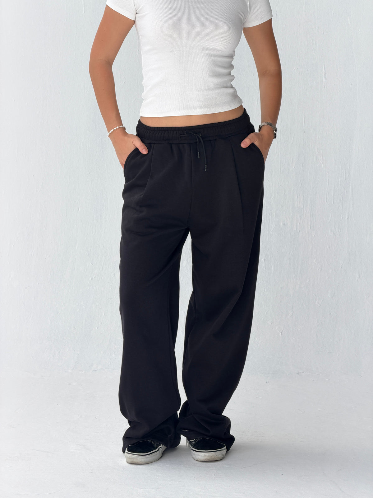 Duo Unisex Pleated Wide-Leg Sweatpants – 100% Cotton Face