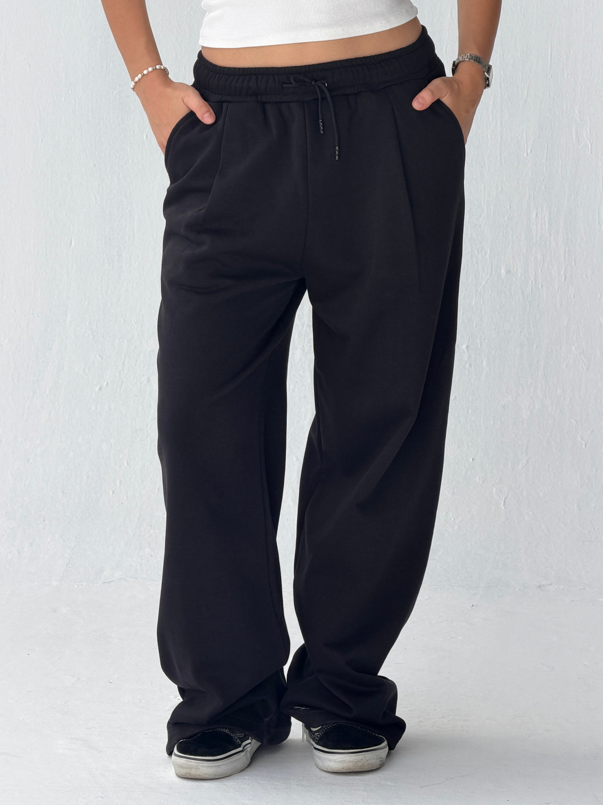 Duo Unisex Pleated Wide-Leg Sweatpants – 100% Cotton Face