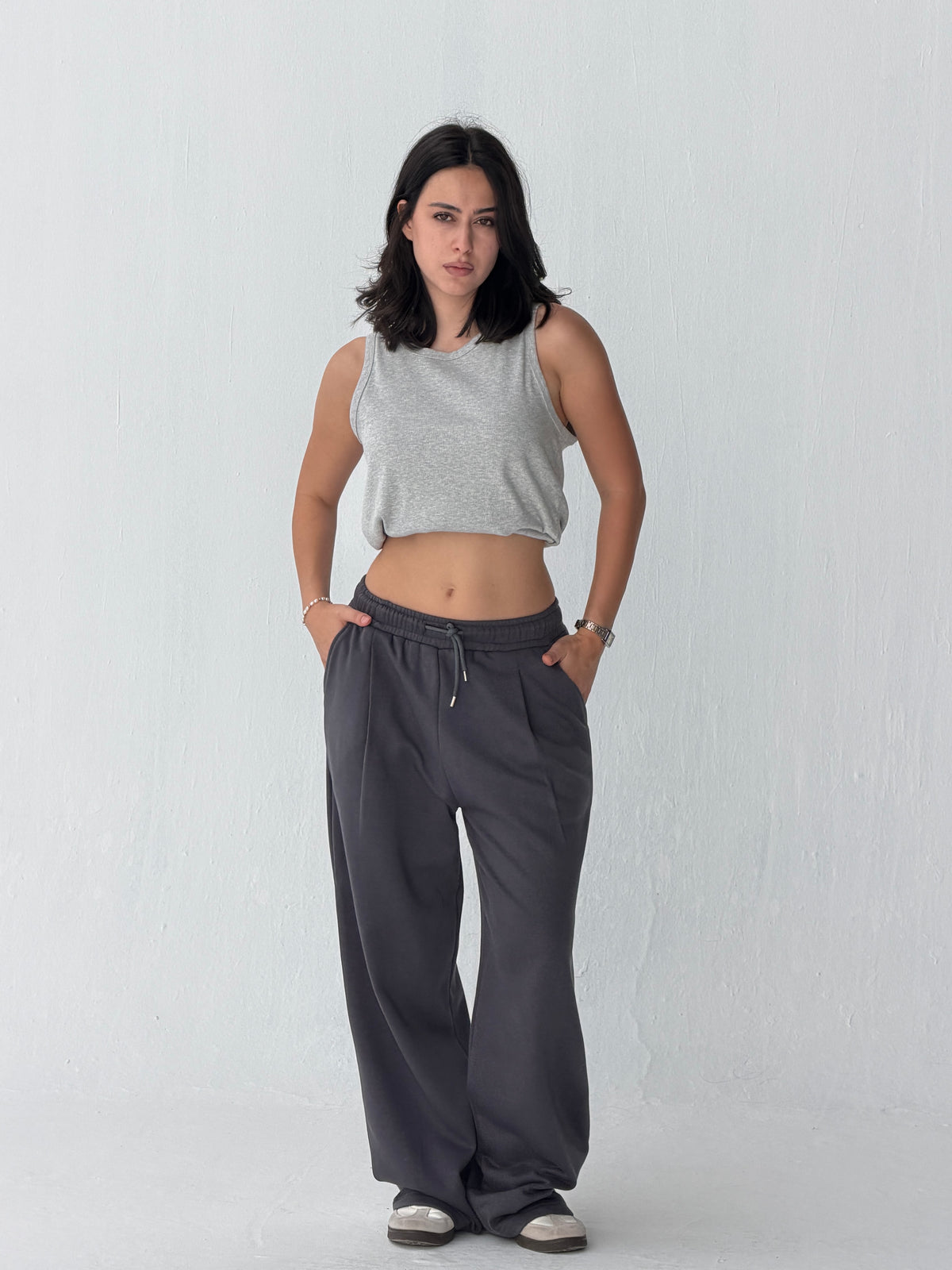 Duo Unisex Pleated Wide-Leg Sweatpants – 100% Cotton Face