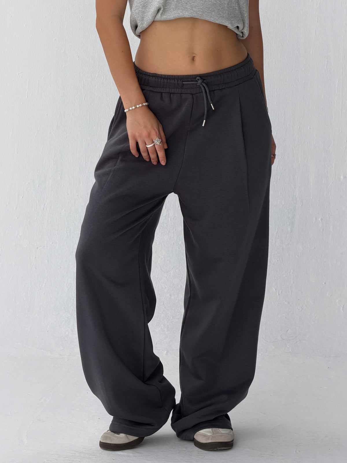 Duo Unisex Pleated Wide-Leg Sweatpants – 100% Cotton Face